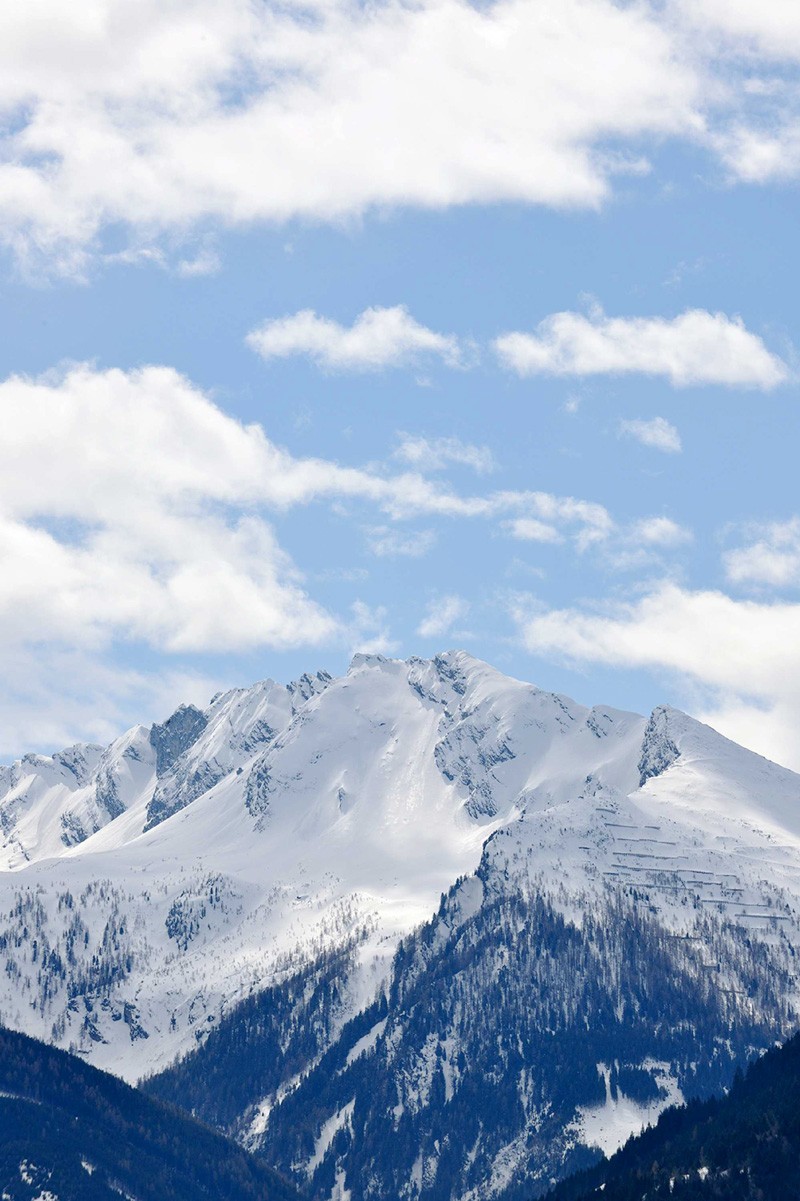 View of a snowy mountain top